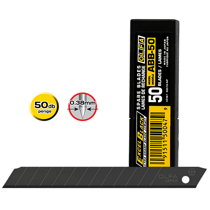 Olfa ABB-50 tördelhető penge, fekete, 9 mm, 50 db/csomag termék fő termékképe