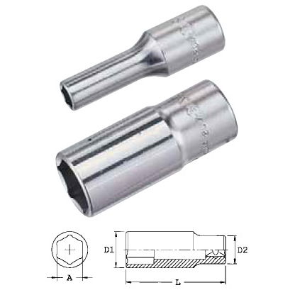 Genius Tools 326319 3/8"-os 6 lapú dugókulcs fej, hosszított kivitel, 19 mm termék fő termékképe